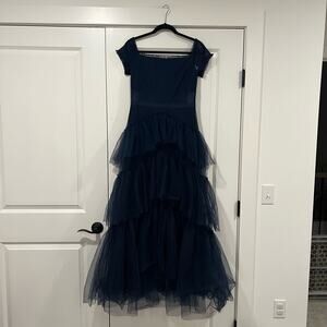 NWT Betsy & Adam Women's Formal‎ Gown Corset Top Tulle Skirt Dark Navy Size 10